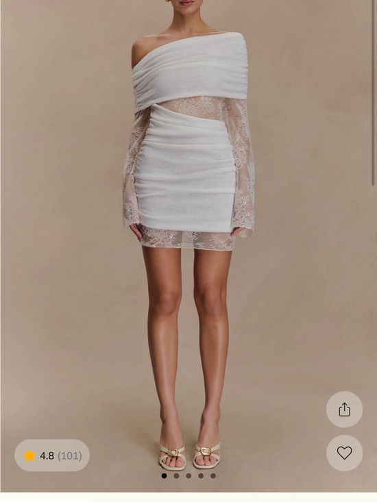 Meshki Dresses & Skirts - Brand new. Meshki White Off-Shoulder Lace Long Sleeve Mini Dress